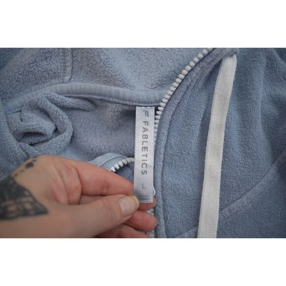 Fabletics Terry Full Zip Oversized Hoodie Light Dusty Blue Spring Beach Large - Picture 3 of 6